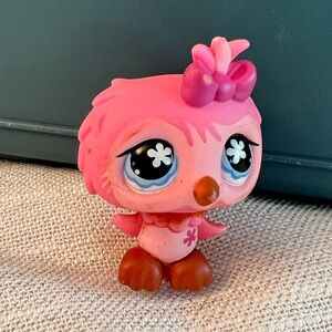 OWL #496 - Authentic Littlest Pet Shop - Hasbro LPS - Pink Flower Owl 2007